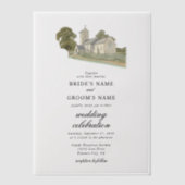 Invitations En Vélin Aquarelle Eglise traditionnelle Monogramme Mariage (Recto)