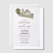 Invitations En Vélin Aquarelle Eglise traditionnelle Monogramme Mariage (Compenser)