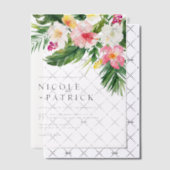 Invitations En Vélin Aquarelle Fleurs tropicales et Mariage de verdure (Décalage (Invitation))