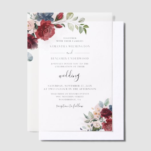 Invitations En Vélin Aquarelle Floral Mariage (Compenser)