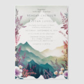 Invitations En Vélin Aquarelle Floral Spring Mountains Mariage (Recto)