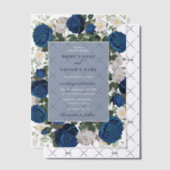Invitations En Vélin Aquarelle Florale Bleue Moderne Mariage élégant (Décalage (Invitation))