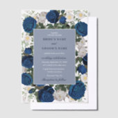 Invitations En Vélin Aquarelle Florale Bleue Moderne Mariage élégant (Compenser)