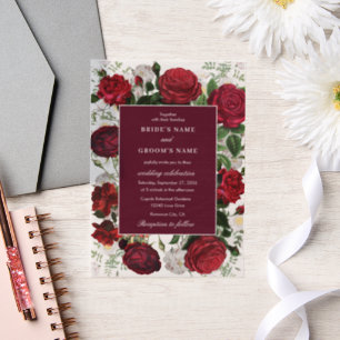 Invitations En Vélin Aquarelle florale bourguignonne moderne Mariage él