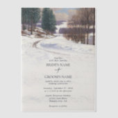 Invitations En Vélin Aquarelle Hiver Mariage paysage neige (Recto)