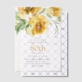 Invitations En Vélin Aquarelle jaune Floral 80e anniversaire (Décalage (Invitation))