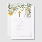 Invitations En Vélin Aquarelle jaune Rose Fleur Jardin Garçon Baptême (Compenser)