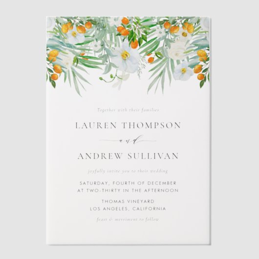 Invitations En Vélin Aquarelle L'automne fleurit Mariage de automne bot (Recto)