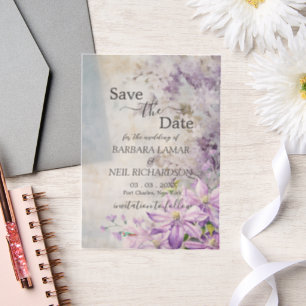 Invitations En Vélin Aquarelle Lavande florale Enregistrer la date