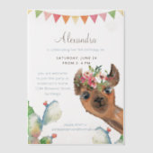 Invitations En Vélin Aquarelle Llama Anniversaire (Recto)