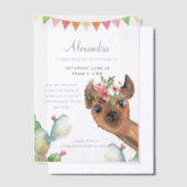 Invitations En Vélin Aquarelle Llama Anniversaire (Compenser)