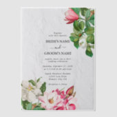 Invitations En Vélin Aquarelle Magnolia Fleurs Mariage (Recto)