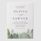 Invitations En Vélin Aquarelle neige Evergreens Mariage d'hiver (Recto)