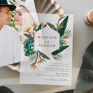 Invitations En Vélin Aquarelle Oiseau du Mariage Paradise