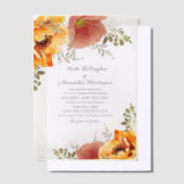 Invitations En Vélin Aquarelle orange brûlée. Floral Mariage d'automne (Compenser)