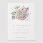 Invitations En Vélin Aquarelle Pastel Succulents Mariage (Recto)