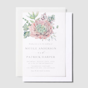 Invitations En Vélin Aquarelle Pastel Succulents Mariage