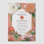 Invitations En Vélin Aquarelle Peach Pink Peonies Mariage (Recto)
