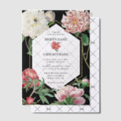 Invitations En Vélin Aquarelle Peonies rose Fleurs Mariage Noir (Décalage (Invitation))