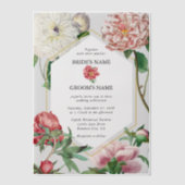 Invitations En Vélin Aquarelle rose blanc pivoines Mariage (Recto)
