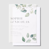 Invitations En Vélin Aquarelle Sage vert Eucalyptus Mariage (Compenser)