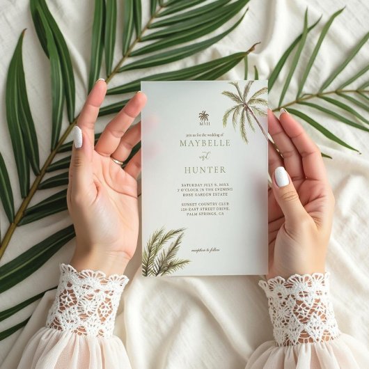 Invitations En Vélin Aquarelle tropicale Palmiers Boho Mariage