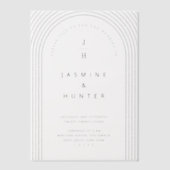 Invitations En Vélin Arc Concentré Monogramme Mariage moderne minimal (Recto)
