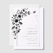 Invitations En Vélin Arc de papillon botanique noir moderne (Compenser)