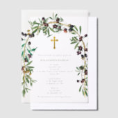 Invitations En Vélin Arc grec orthodoxe baptême baptême olives (Compenser)