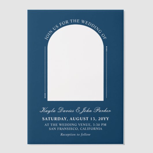 Invitations En Vélin Arc noir Cerulean Peekaboo Mariage informel (Recto)