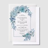 Invitations En Vélin Arche avec mariage turquoise à fleurs bleues (Compenser)