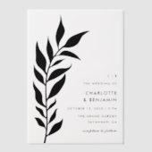 Invitations En Vélin Arche feuille noire Mariage moderne (Recto)