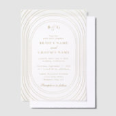 Invitations En Vélin Arches d'or Monogramme Mariage superposition (Compenser)