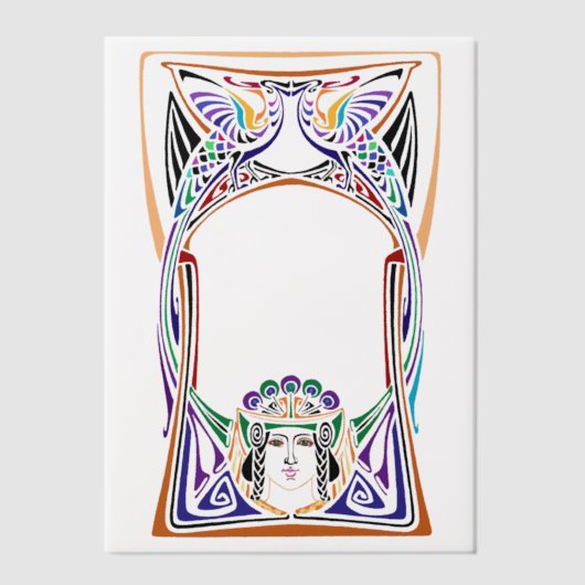 Invitations En Vélin Art Nouveau Peacock lady (Recto)