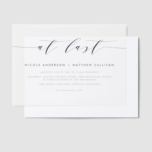 Invitations En Vélin At Last Black Minimum Script Wedding (Compenser)