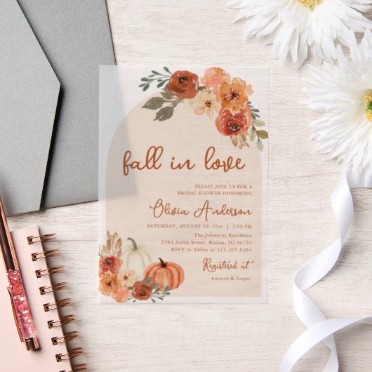 Invitations En Vélin Automne dans Love Rustic Orange Citrouille Fête de (Mariage)