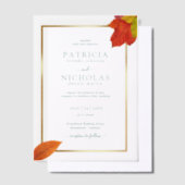Invitations En Vélin Automne Feuilles Rustique Golden Frame Automne Mar (Compenser)