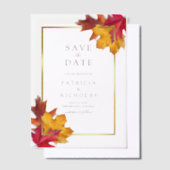 Invitations En Vélin Automne Leaves Golden Frame Wedding Enregistrer la (Compenser)
