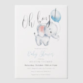 Invitations En Vélin Baby Elephant & Baby shower Bleu Balloon (Recto)