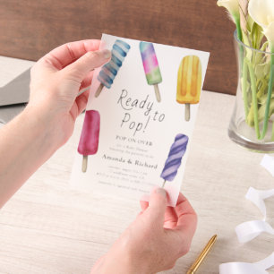 Invitations En Vélin Baby Shower au Popsicle Aquarelle