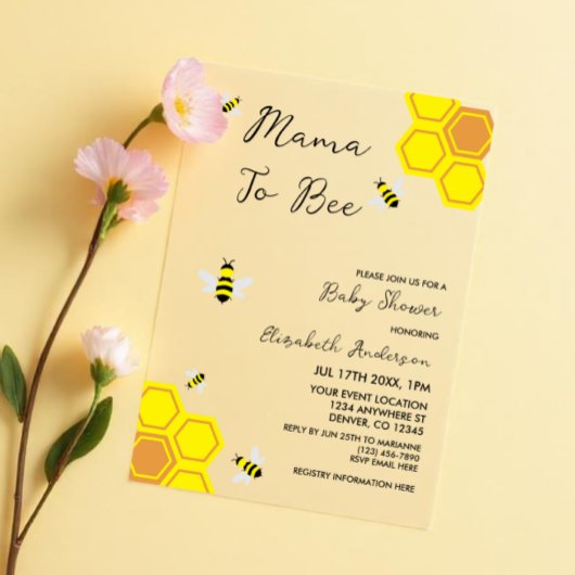 Invitations En Vélin Baby shower d'abeilles
