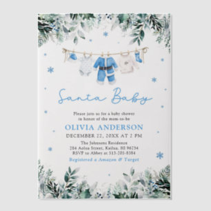 Invitations En Vélin Baby shower de linge de maison de Noël Blue Père N
