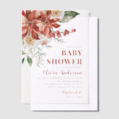 Invitations En Vélin Baby shower de Noël Boho Winter Red Floral (Compenser)