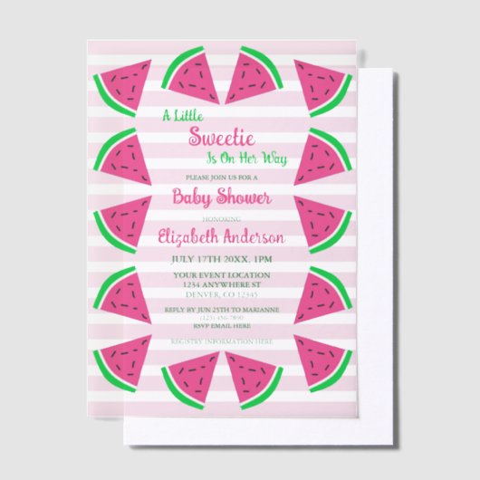 Invitations En Vélin Baby shower de pastèque doux (Compenser)