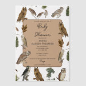 Invitations En Vélin Baby shower d'oiseaux de la forêt de Chouette vint (Recto)