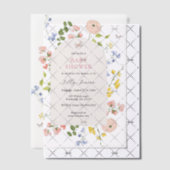 Invitations En Vélin Baby shower floral d'aquarelle romantique (Décalage (Invitation))