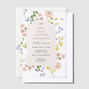 Invitations En Vélin Baby shower floral d'aquarelle romantique