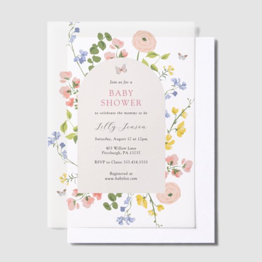 Invitations En Vélin Baby shower floral d'aquarelle romantique (Compenser)