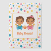 Invitations En Vélin Baby shower Garçon Fille Jumeaux Étoiles Dark Inse (Recto)