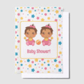 Invitations En Vélin Baby shower Girl Twins étoiles Dark Insert (Compenser)